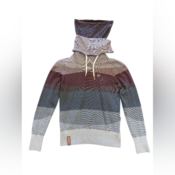 Naketano EUC 100% Cotton L/S Cowl Neck Blue Maroon Size XL - Picture 7 of 10